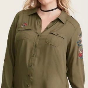 Torrid Army Green Button Up